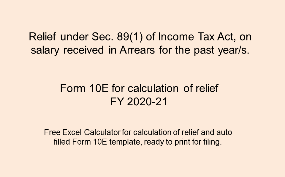 Relief Under Section 89(1) On Arrears Of Salary FY 2020-21 - Excel ...